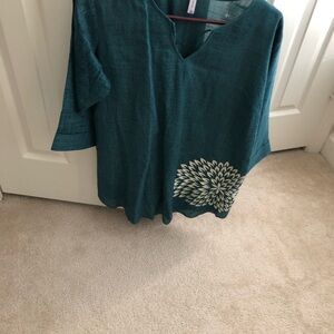 Teal Floral Women's Top